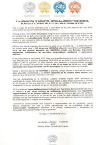 La empresa KICS, patrocinadora del Ciudad de Vigo, asegura estar al día en sus compromisos con el equipo y se plantea romper su vinculación con el club por falsas acusaciones