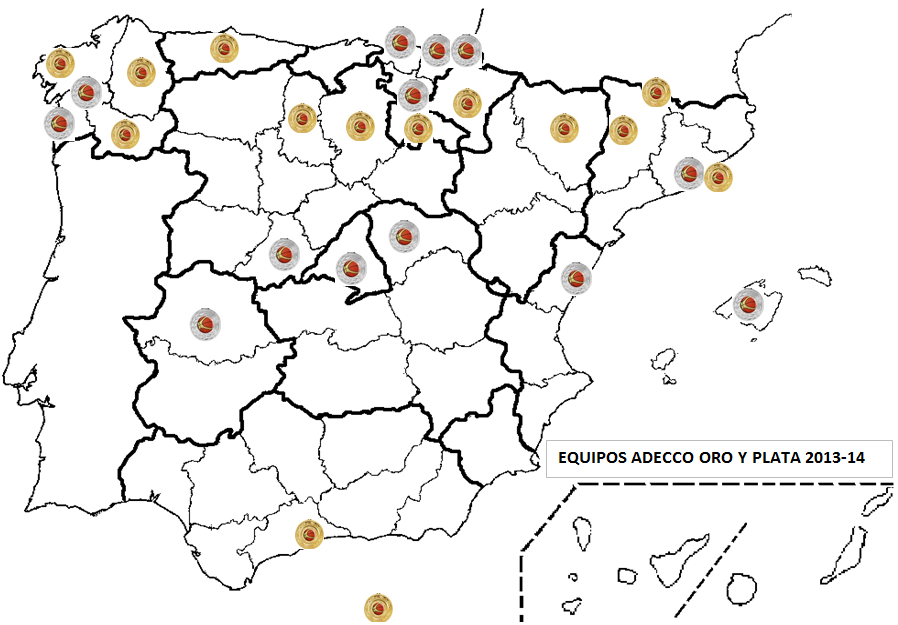 El mapa del basket en España