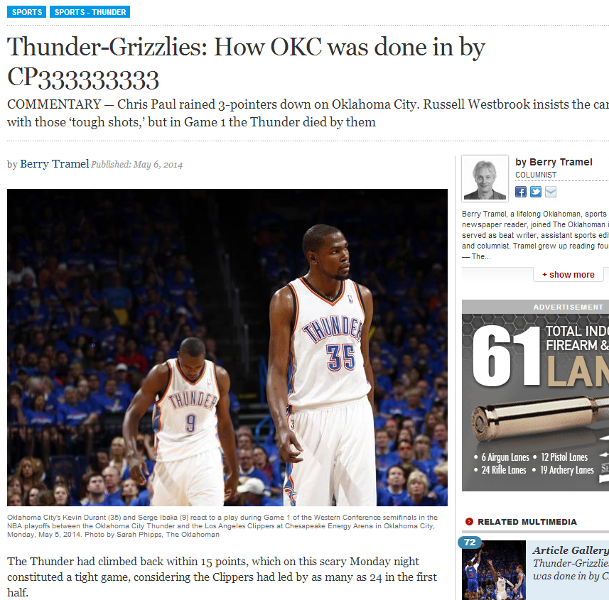 Un Chris Paul casi de récord humilla a los Thunder. Los Pacers siguen de amarillo grogui