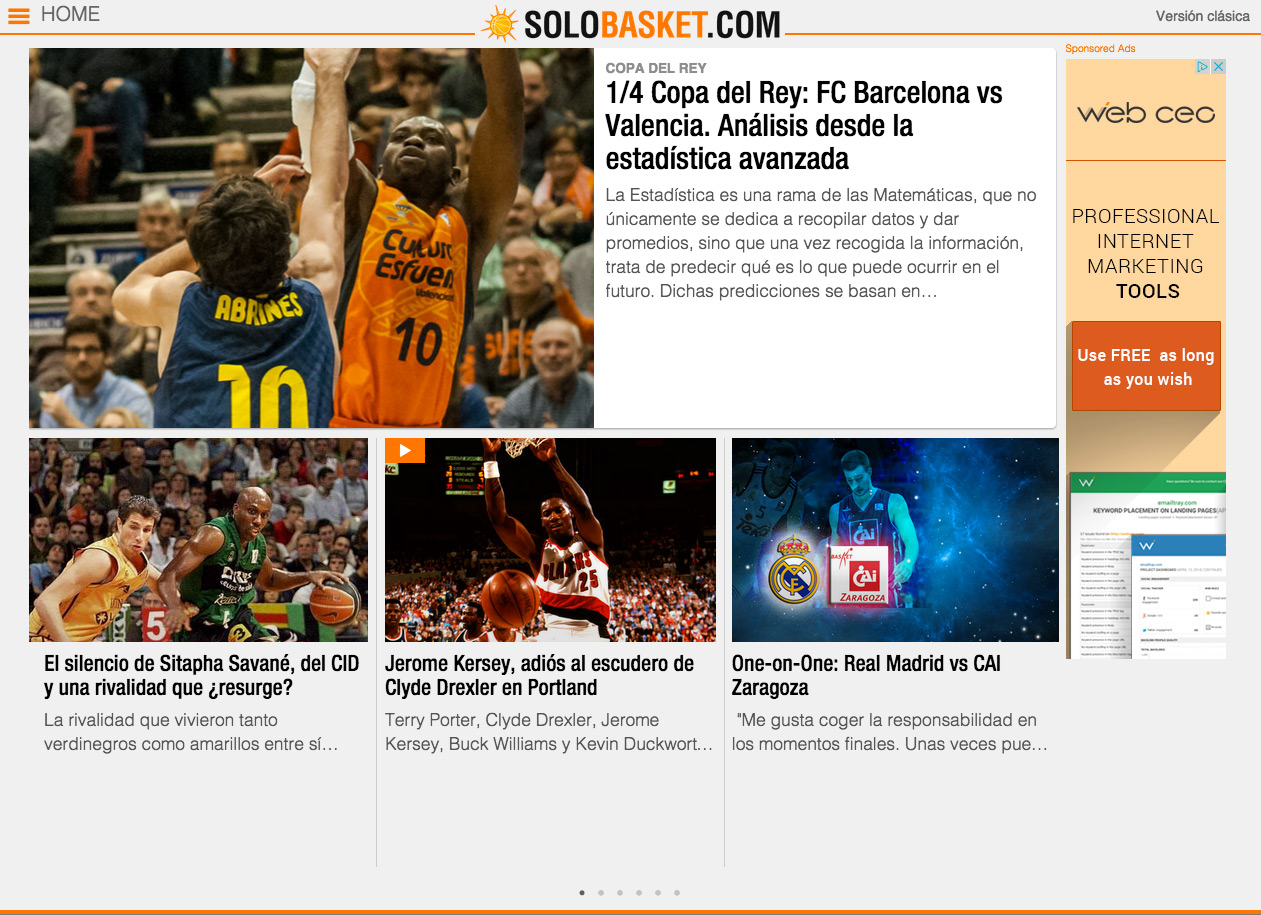 Solobasket.com, ya adaptado para móvil y tablets