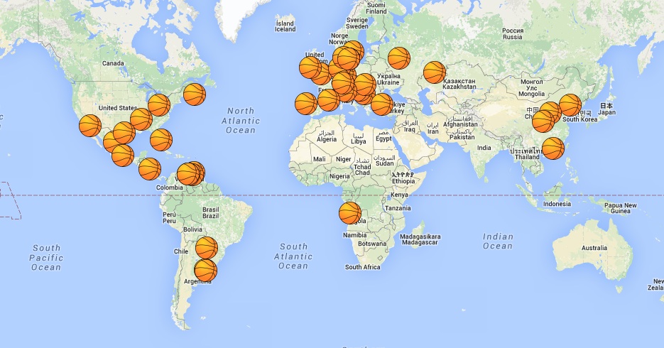 Mapa de entrenadores españoles de baloncesto por el mundo: exportando talento