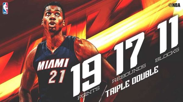 Hassan Whiteside necesita 105 partidos para su tercer triple-doble con +10 tapones
