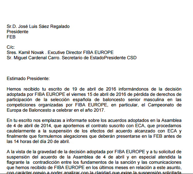 La ACB responde a FEB: duda de la legalidad de la sanción FIBA y defiende su acuerdo