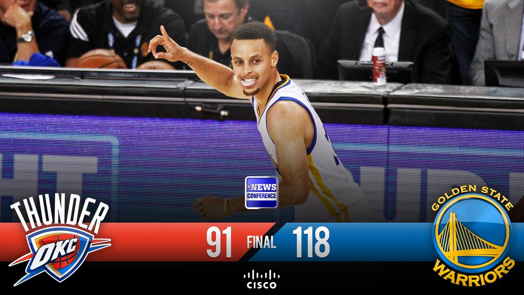 Stephen Curry resucita a los Warriors y empata la serie (1-1)