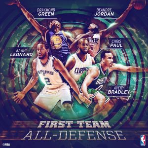 Paul, Bradley, Leonard, Green y Jordan, mejor quinteto defensivo NBA