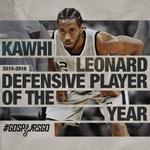 Kawhi Leonard, Jugador Defensivo del Año por segunda temporada consecutiva