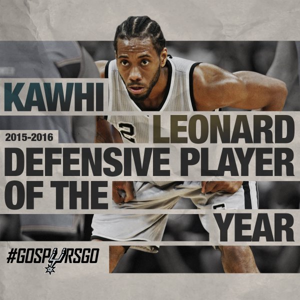 Kawhi Leonard, Jugador Defensivo del Año por segunda temporada consecutiva