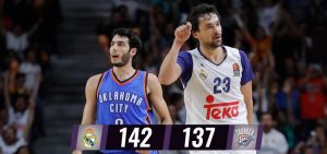La exhibición de Llull lleva al Real Madrid a derrotar a los Thunder (142-137)