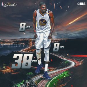 Un sensacional Kevin Durant marca el camino al anillo para los Warriors (91-113)