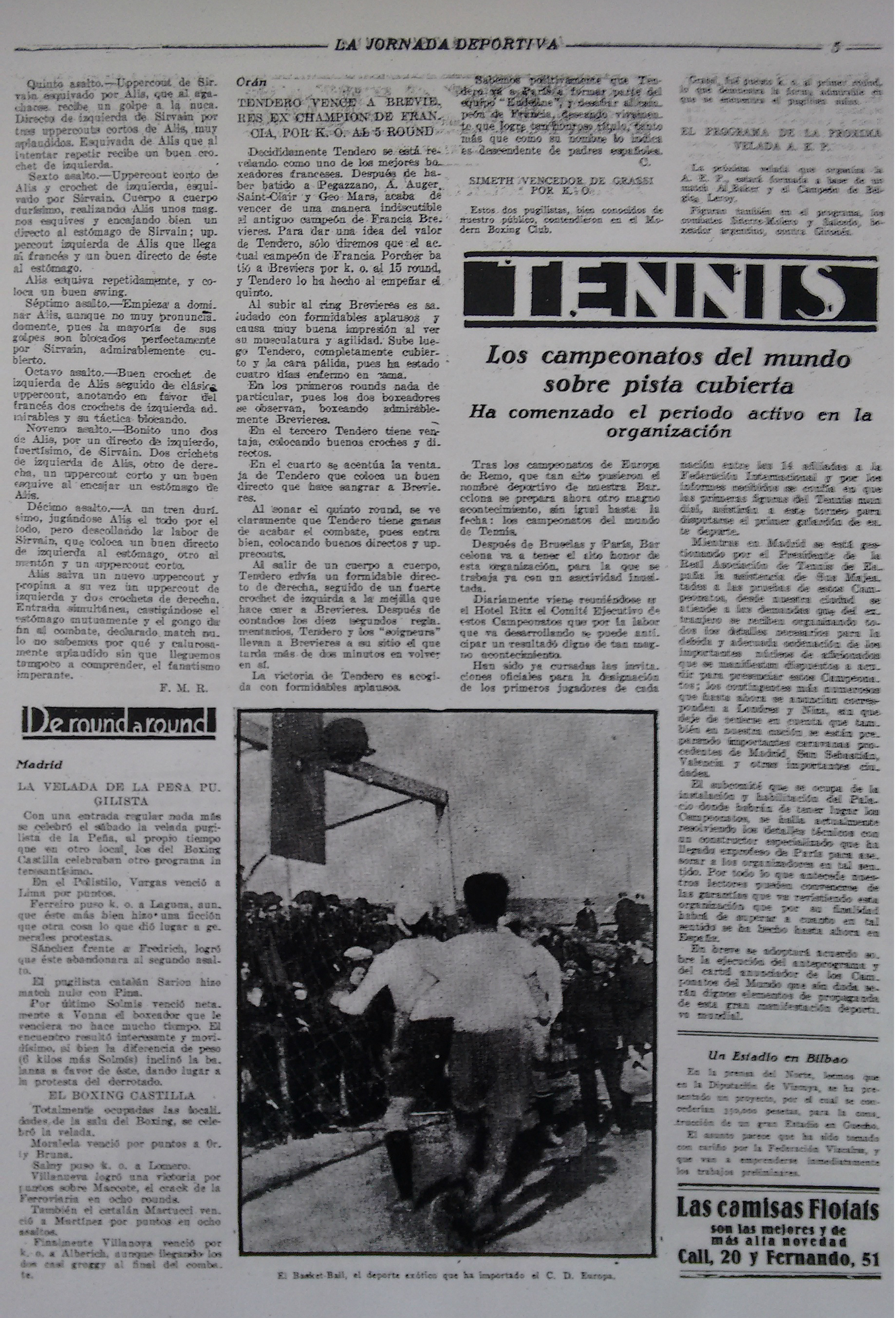 Se cumplen 96 años del primer partido oficial de baloncesto en España