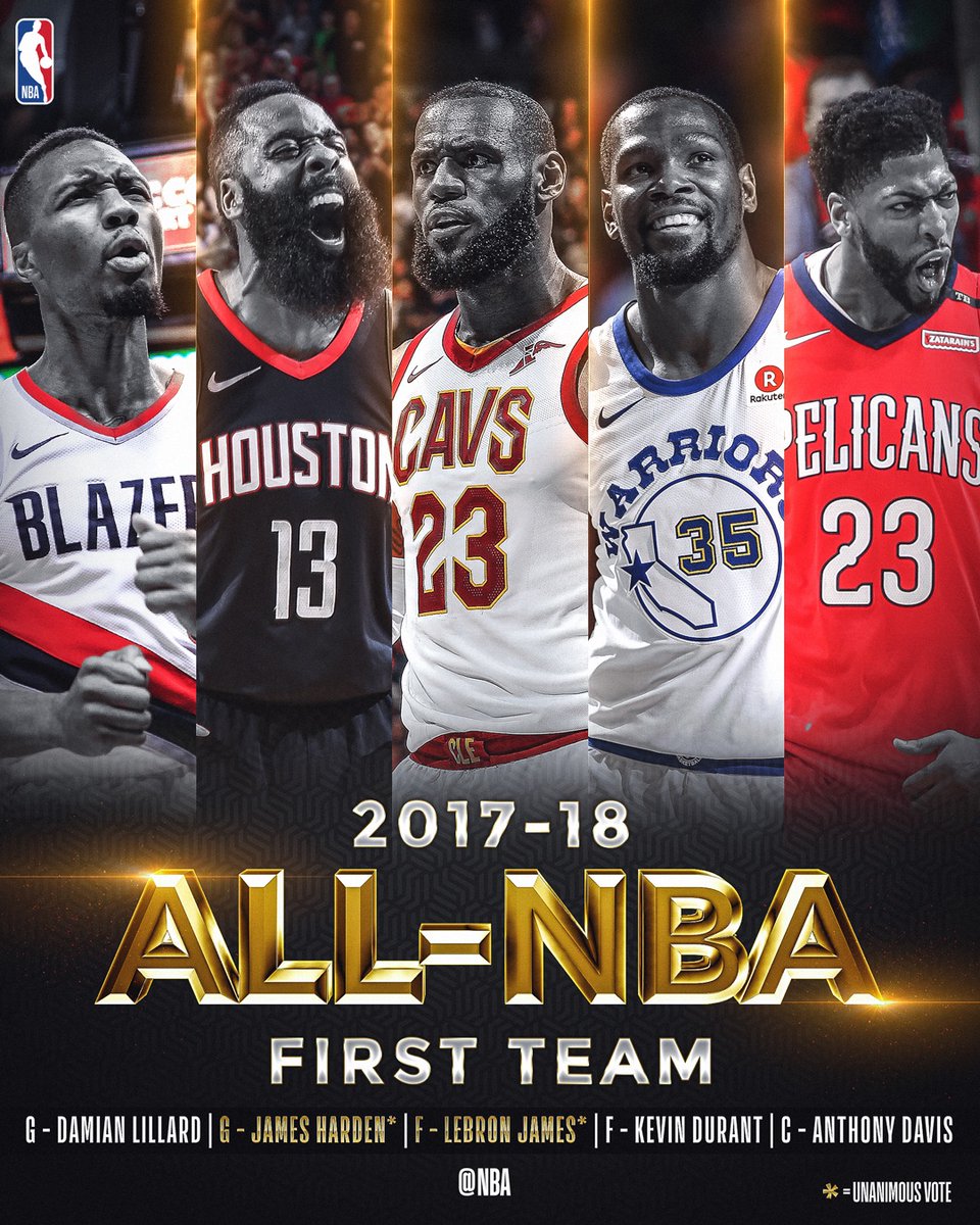 LeBron y Harden arrasan en el quinteto del año