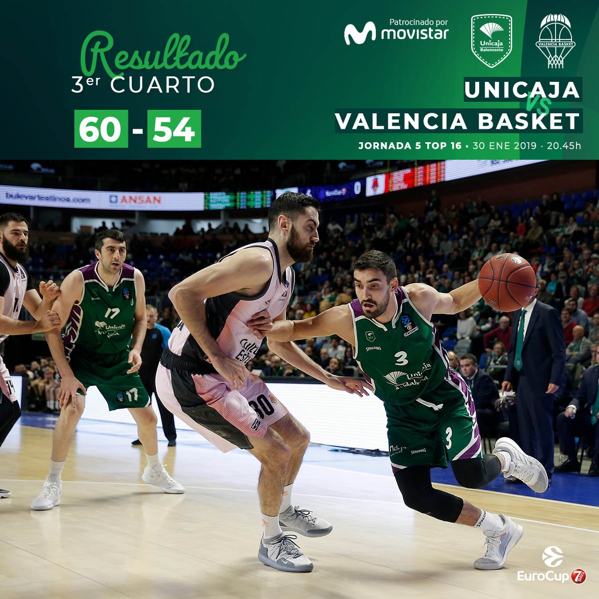 Dubljevic da el liderato a Valencia Basket en un gran duelo con Unicaja (69-72)
