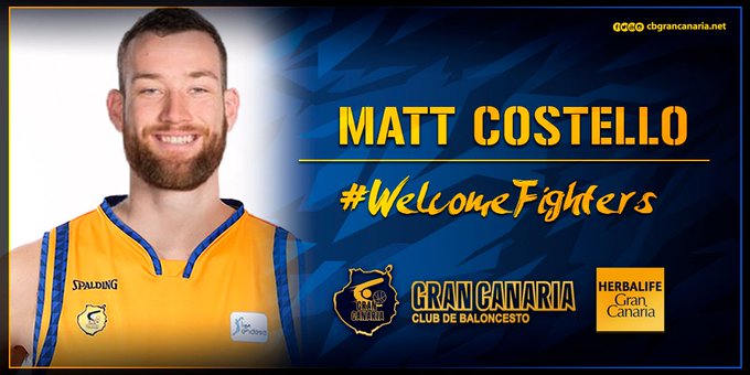 Matt Costello acompañará a Bourousis en la pintura de Herbalife Gran Canaria
