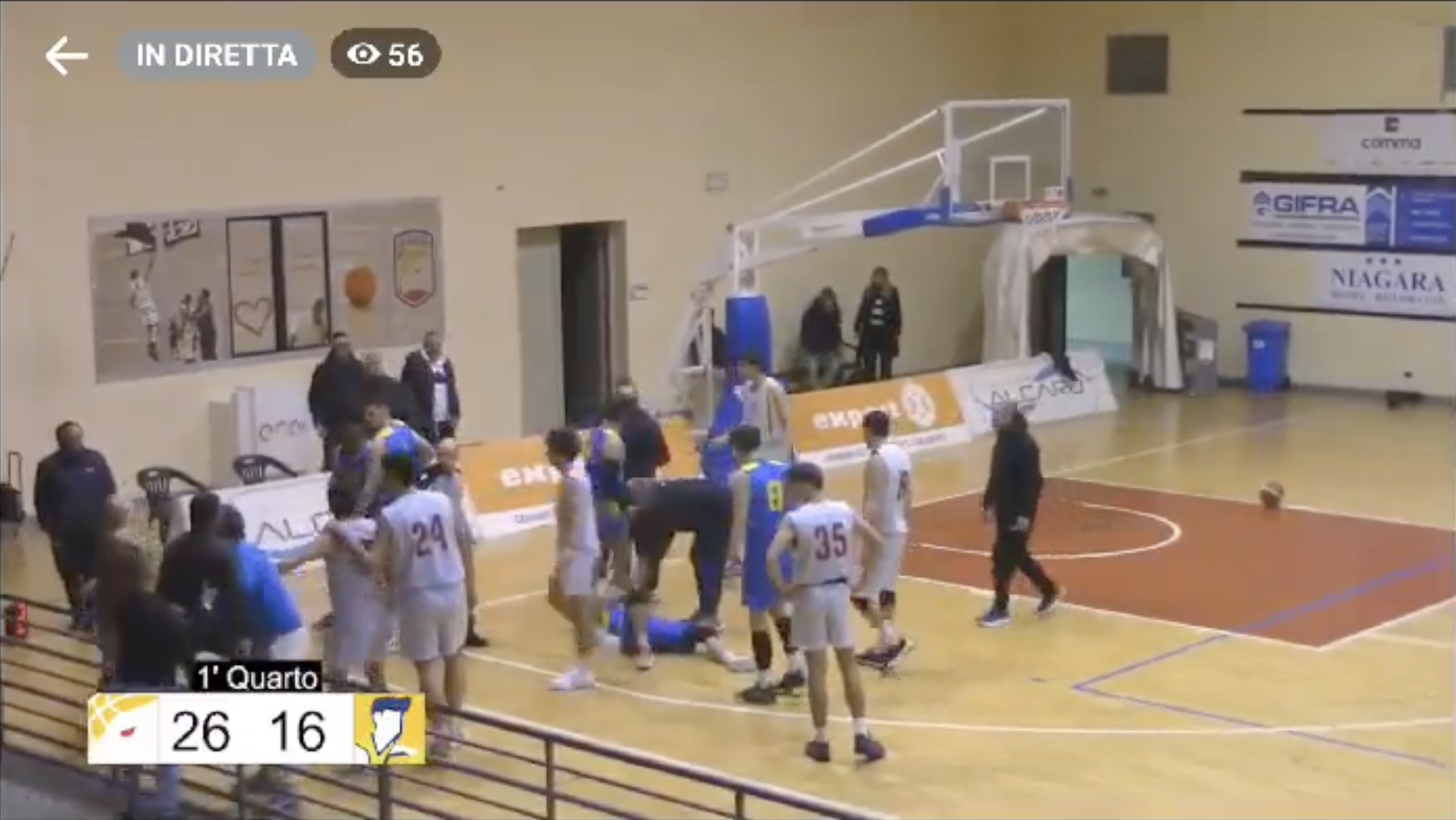 Lo que nunca queremos ver… dura agresión durante un partido de baloncesto en Italia