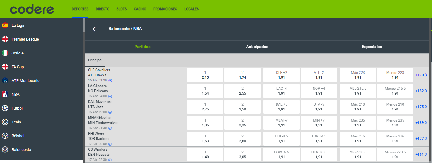 codere apuestas baloncesto