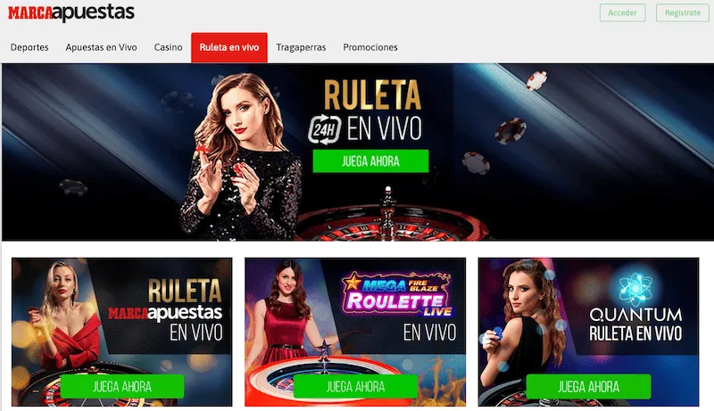 Ruleta marca apuestas