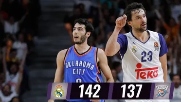 La exhibición de Llull lleva al Real Madrid a derrotar a los Thunder (142-137)
