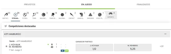 Apuestas en vivo &ndash; RETAbet gana
