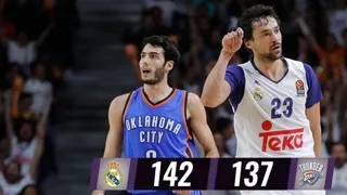 La exhibición de Llull lleva al Real Madrid a derrotar a los Thunder (142-137)