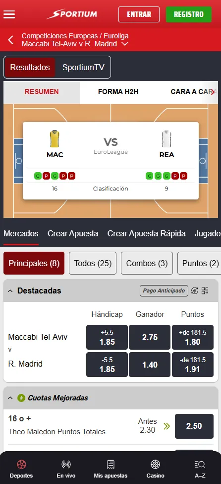 secci&oacute;n baloncesto Sportium