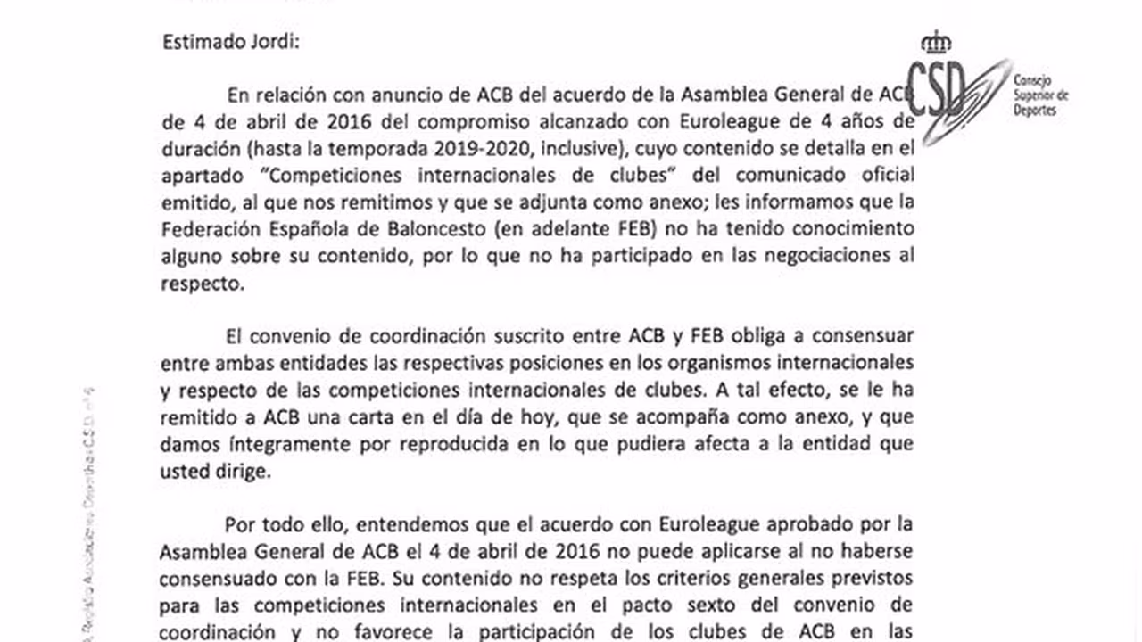 La FEB insta a Euroliga a no suscribir acuerdo alguno con la ACB