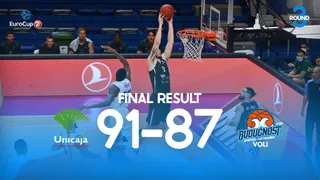 Unicaja sufre para ganar en casa al Buducnost (91-87)