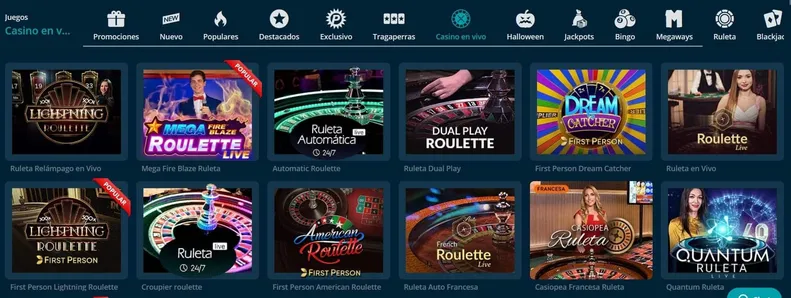 PlatinCasino Espa&ntilde;a juegos en vivo