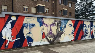 Un gran graffiti rinde homenaje al Baskonia en Vitoria